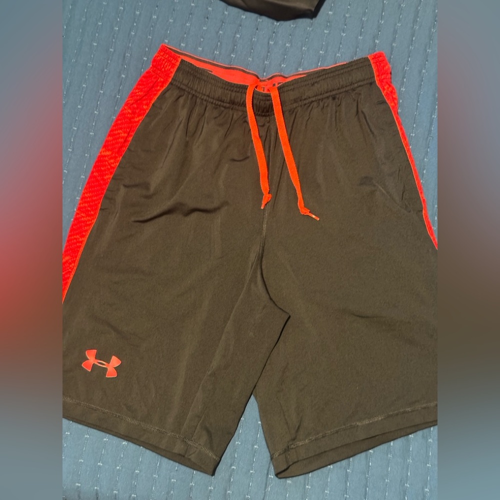 Under Armour Athletic Brown and Orange Shorts with Elastic Waistband
